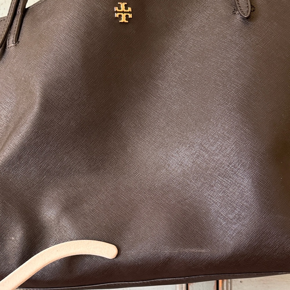 Tory Burch Black Leather Double-Handle Tote with Gold Hardware - Picture 3 of 13